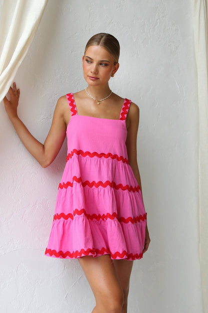 İnari Mini Elbise Pembe