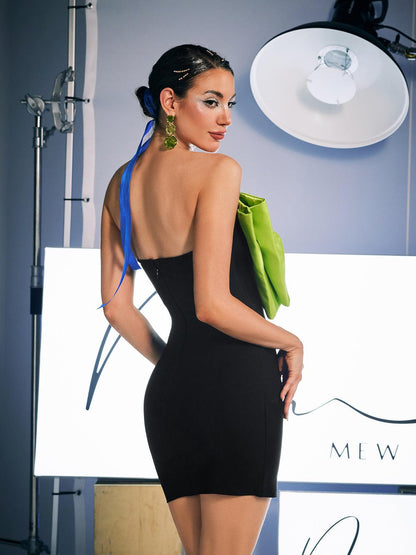 Idony Askısız Fiyonklu Kristal Püsküllü Mini Elbise