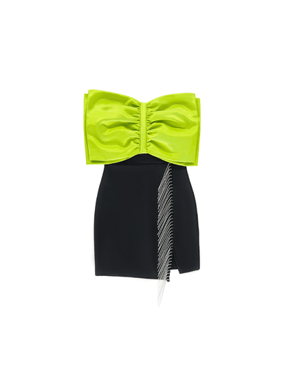 Idony Askısız Fiyonklu Kristal Püsküllü Mini Elbise