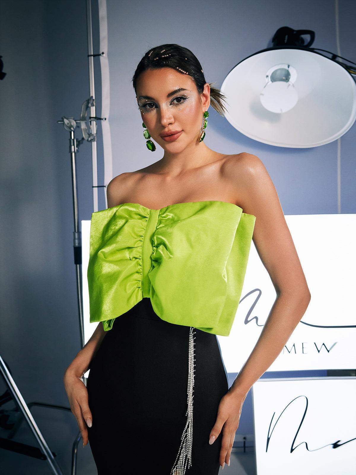 Idony Askısız Fiyonklu Kristal Püsküllü Mini Elbise