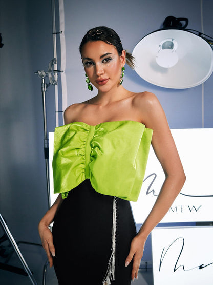 Idony Askısız Fiyonklu Kristal Püsküllü Mini Elbise