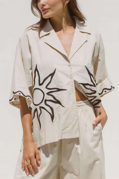 Sunshine Bol Baskılı Geniş Paça Pantolon Takımı