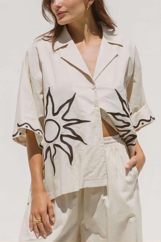 Sunshine Bol Baskılı Geniş Paça Pantolon Takımı