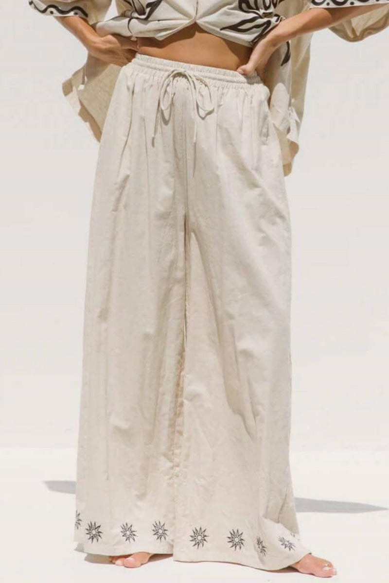 Sunshine Bol Baskılı Geniş Paça Pantolon Takımı