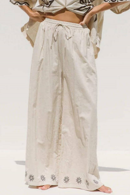 Sunshine Bol Baskılı Geniş Paça Pantolon Takımı