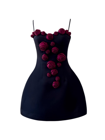 Leshaw Spagetti Çiçek Mini Elbise