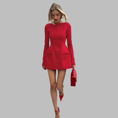 Pembe - Düz Mini Elbise