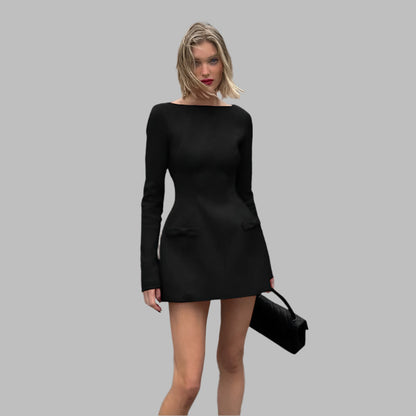 Pembe - Düz Mini Elbise