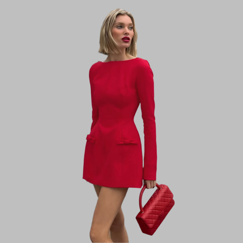 Pembe - Düz Mini Elbise