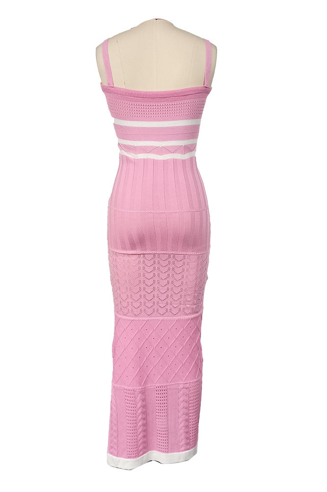 Esther Örgü Oymalı Uzun Yırtmaçlı Elbise