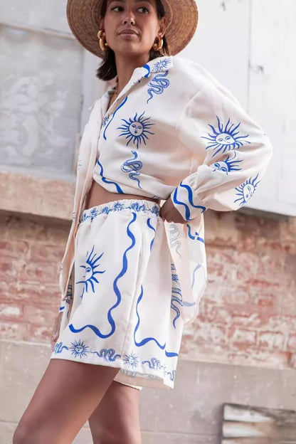 Soleil Baskılı Kısa Takım