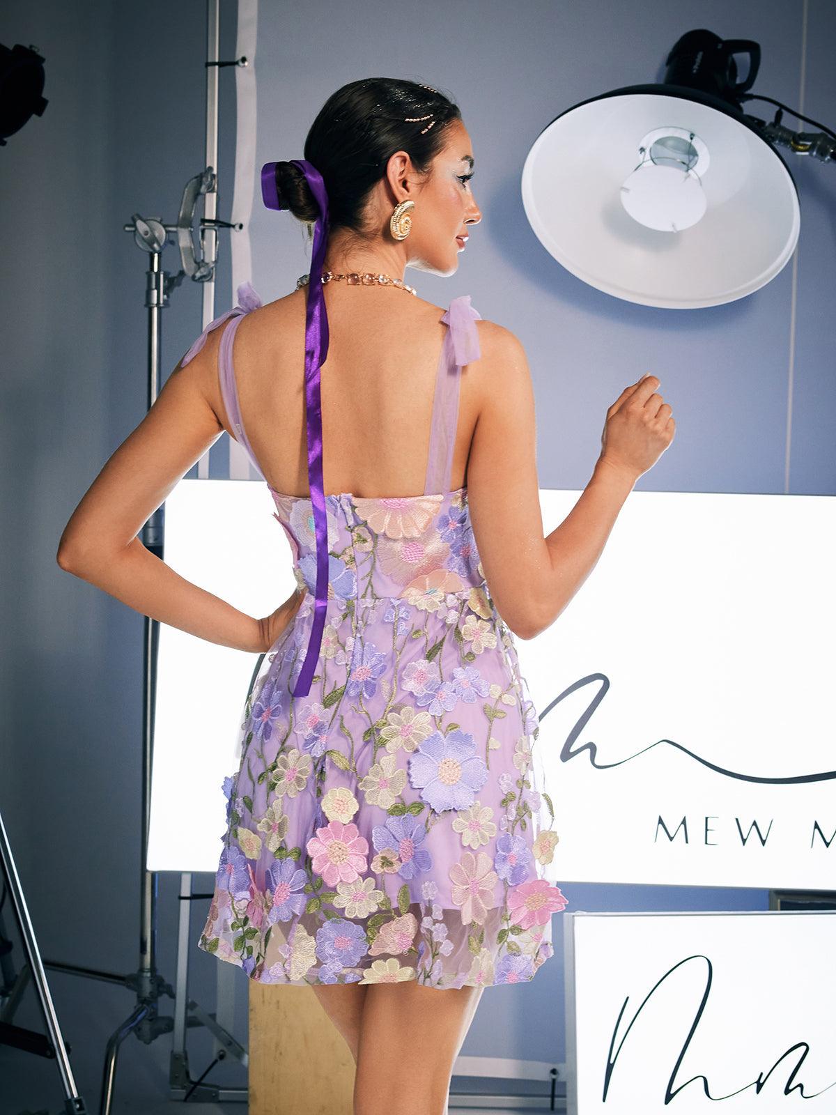 Philip Bağcıklı İşlemeli Mini Elbise