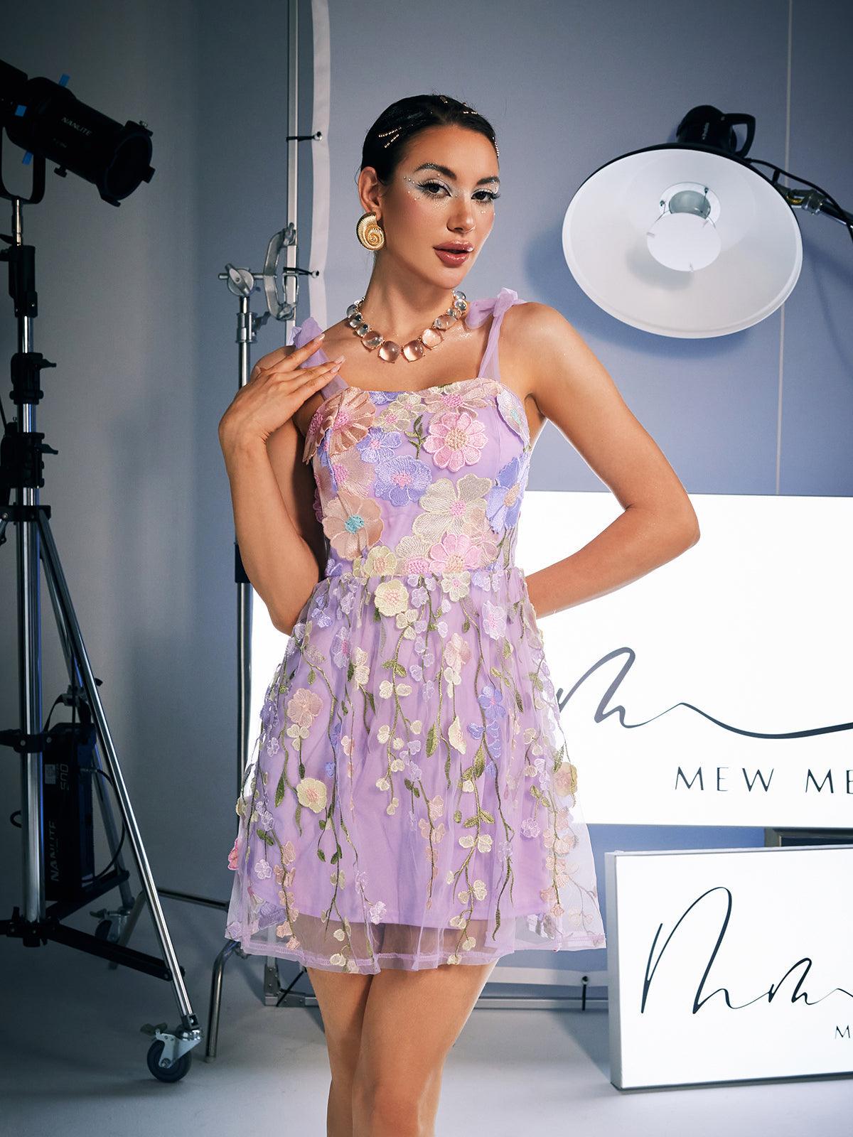 Philip Bağcıklı İşlemeli Mini Elbise