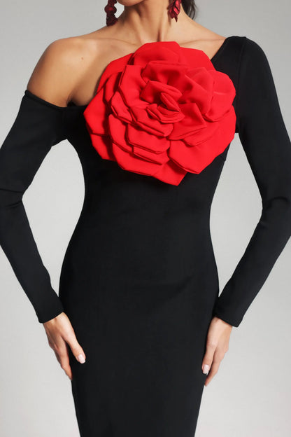 Çiçek Bandajlı Uzun Elbise