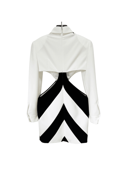 Wambach Katlanmış Yaka Kesikli Mini Elbise