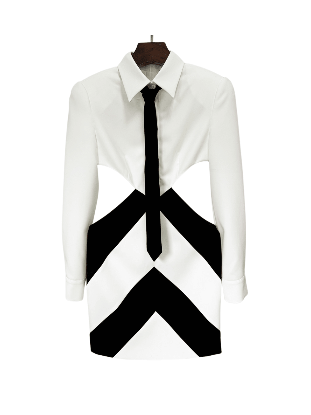 Wambach Katlanmış Yaka Kesikli Mini Elbise