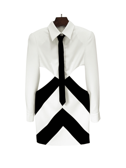 Wambach Katlanmış Yaka Kesikli Mini Elbise