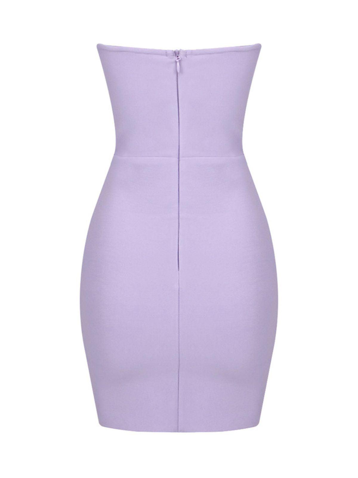 Zander Askısız Leylak Kesik Bandaj Elbise