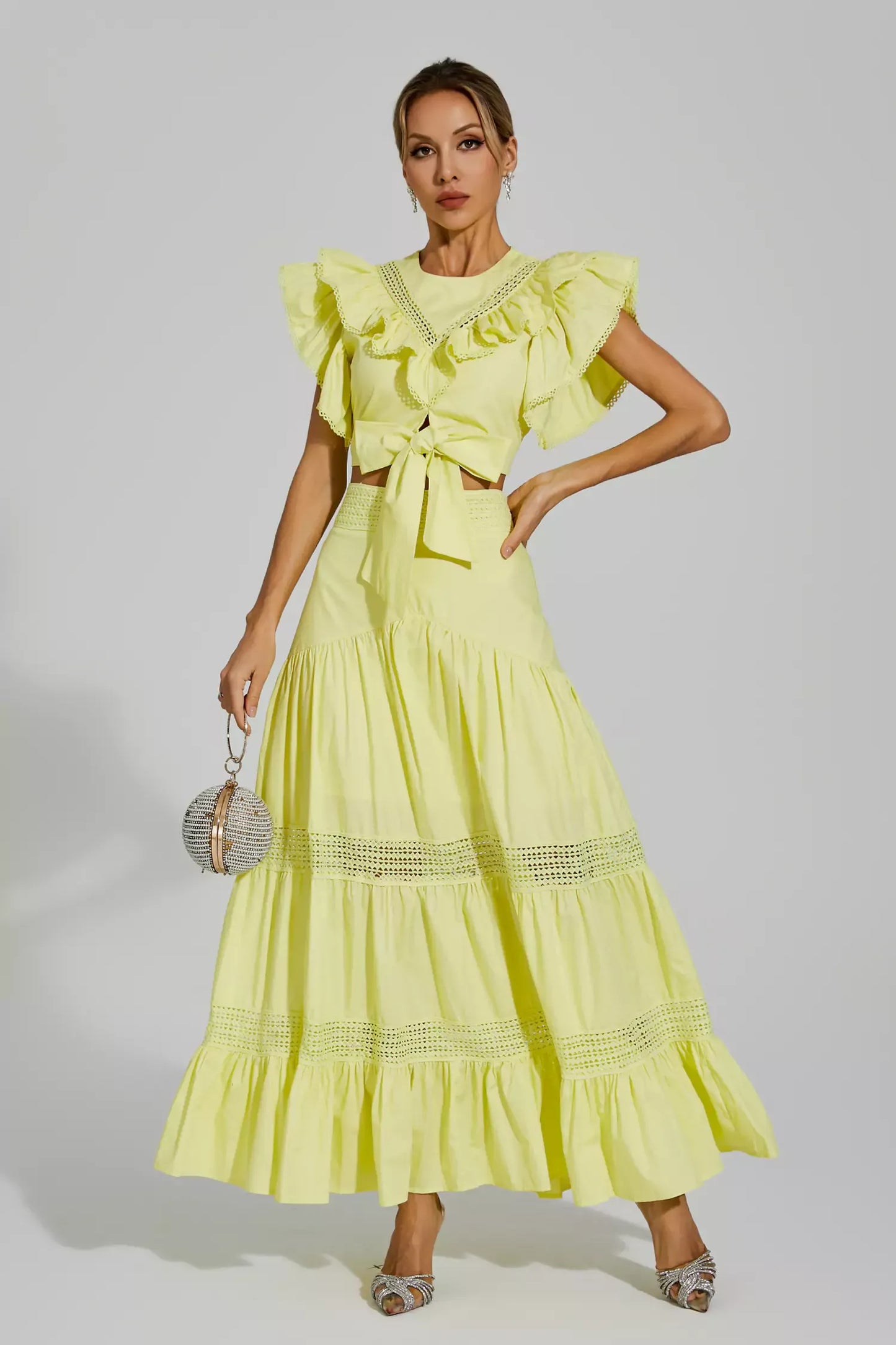 Coverdale Sarı Fırfırlı Kolsuz Takım