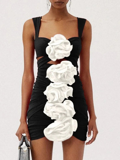 Çiçek Desenli Boş Tek Parça Mayo