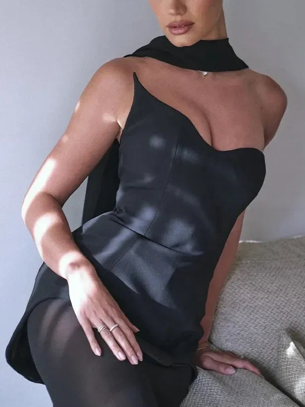 Tek Omuzlu Zarif Korse Elbise