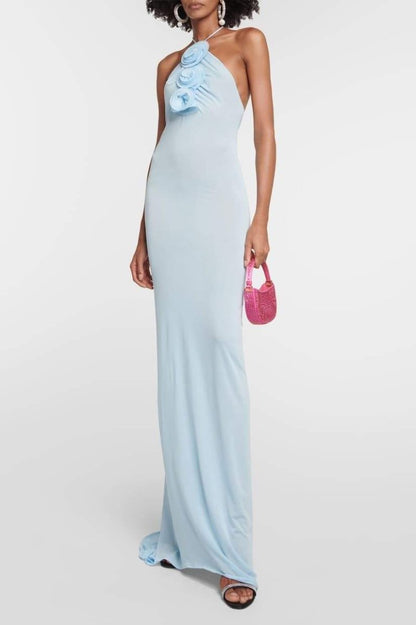 Alexia Boyundan Bağlamalı Çiçek Aplikeli Maxi Elbise