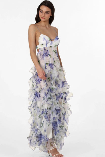 Alexia Fırfırlı Şeffaf Uzun Elbise