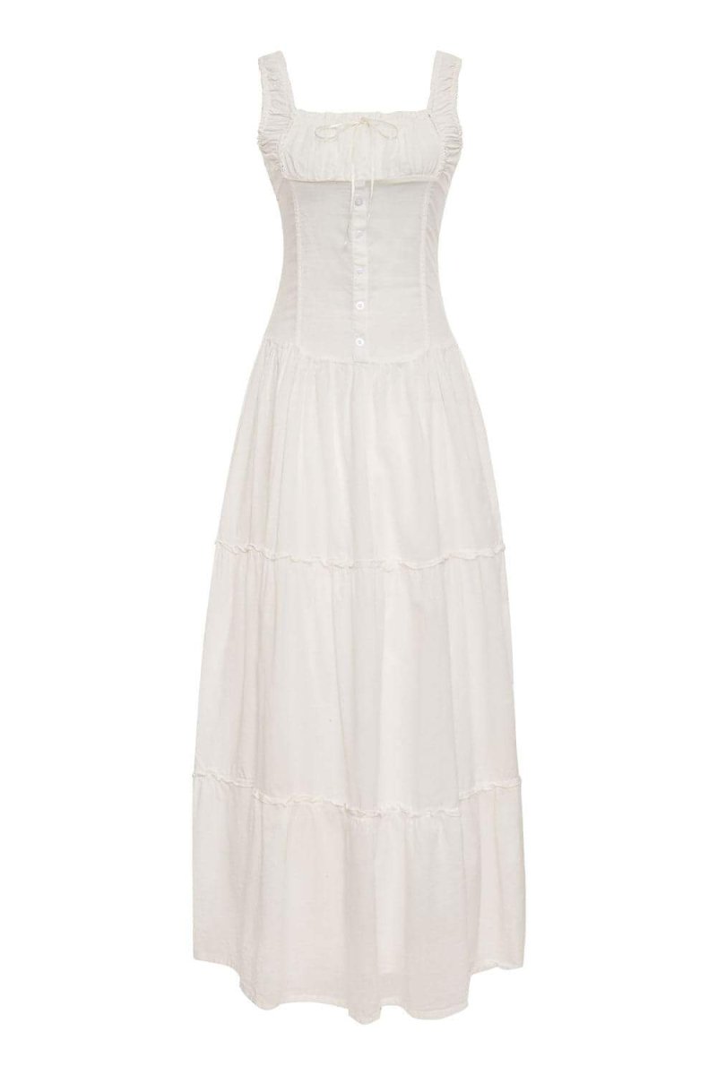 Anastasia Fırfırlı Yarı Şeffaf Uzun Elbise