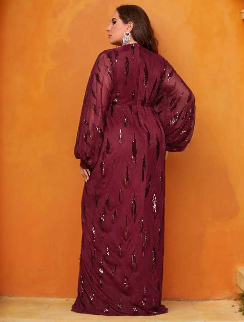 Taya-V Yakalı Kıvrımlı File Elbise