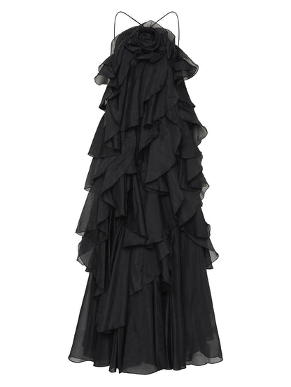 Zarif Ve Zarif Fırfırlı Gece Elbisesi