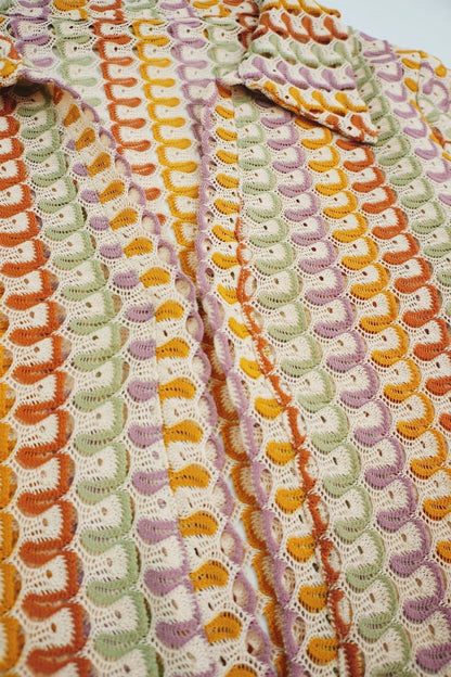 Şafak V Yakalı Tığ İşi Uzun Elbise