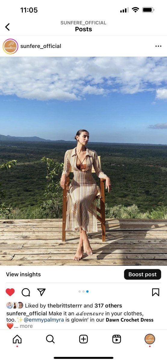 Şafak V Yakalı Tığ İşi Uzun Elbise