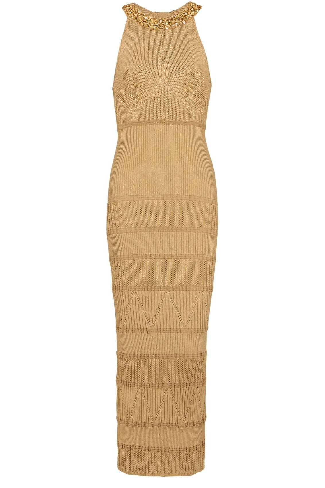 Donna İşlemeli Balıkçı Yaka Midi Örgü Elbise