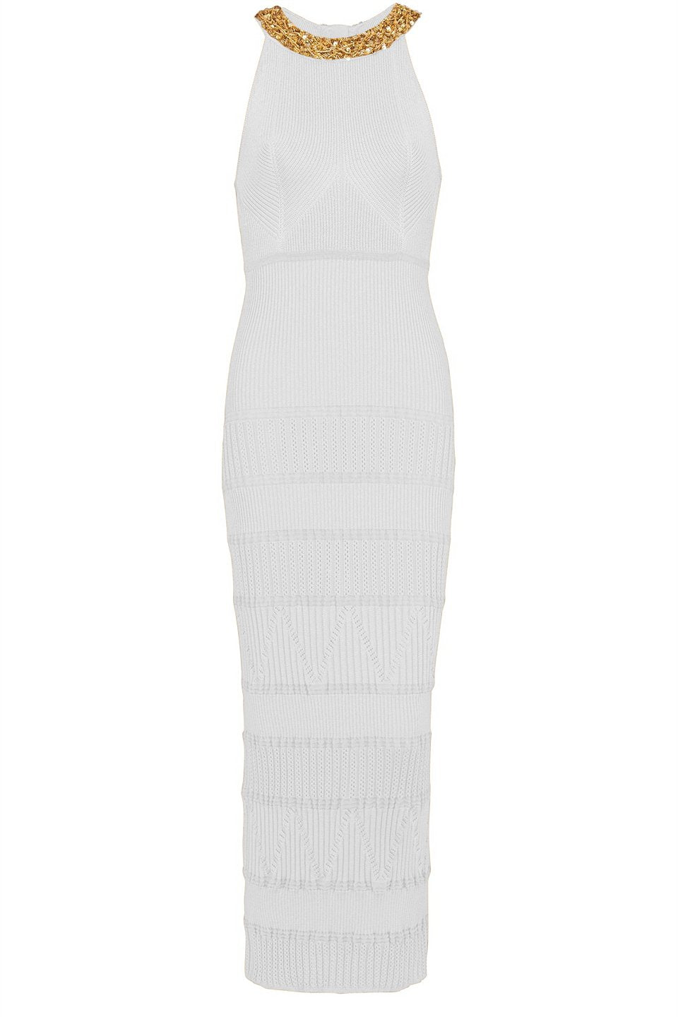 Donna İşlemeli Balıkçı Yaka Midi Örgü Elbise