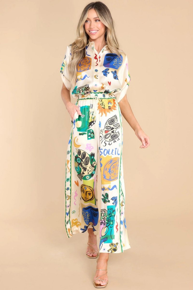 Büyük Beden Filişi Desenli Gömlek Pantolon Takımı