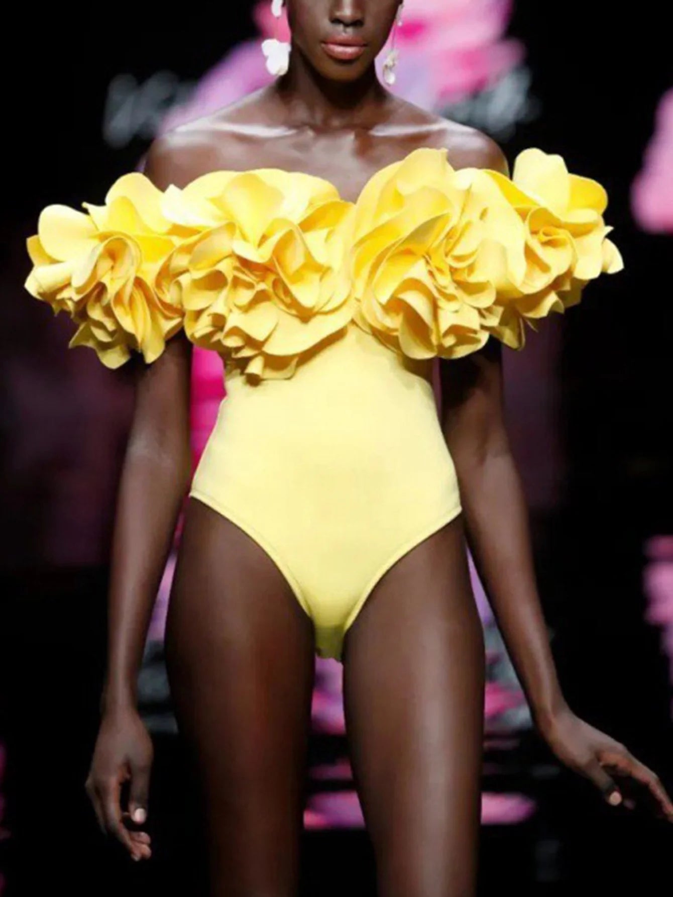 Çiçek Tek Renk Tek Parça Mayo