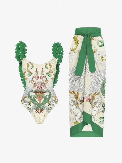 Egzotik Çiçek Mayo İki Parçalı Takım