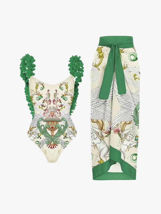 Egzotik Çiçek Mayo İki Parçalı Takım