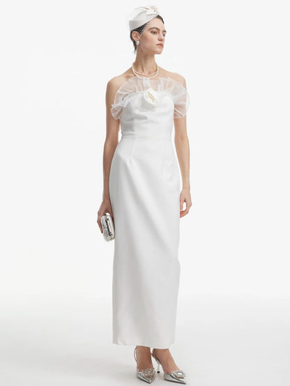 Zarif Omuz Açık Volanlı Elbise