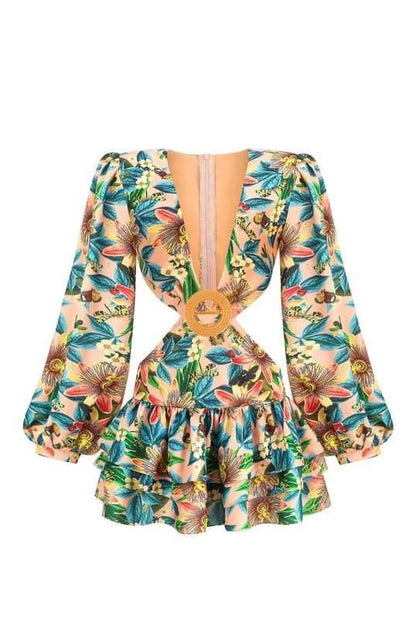 Edana Dekolteli Katmanlı Mini Elbise