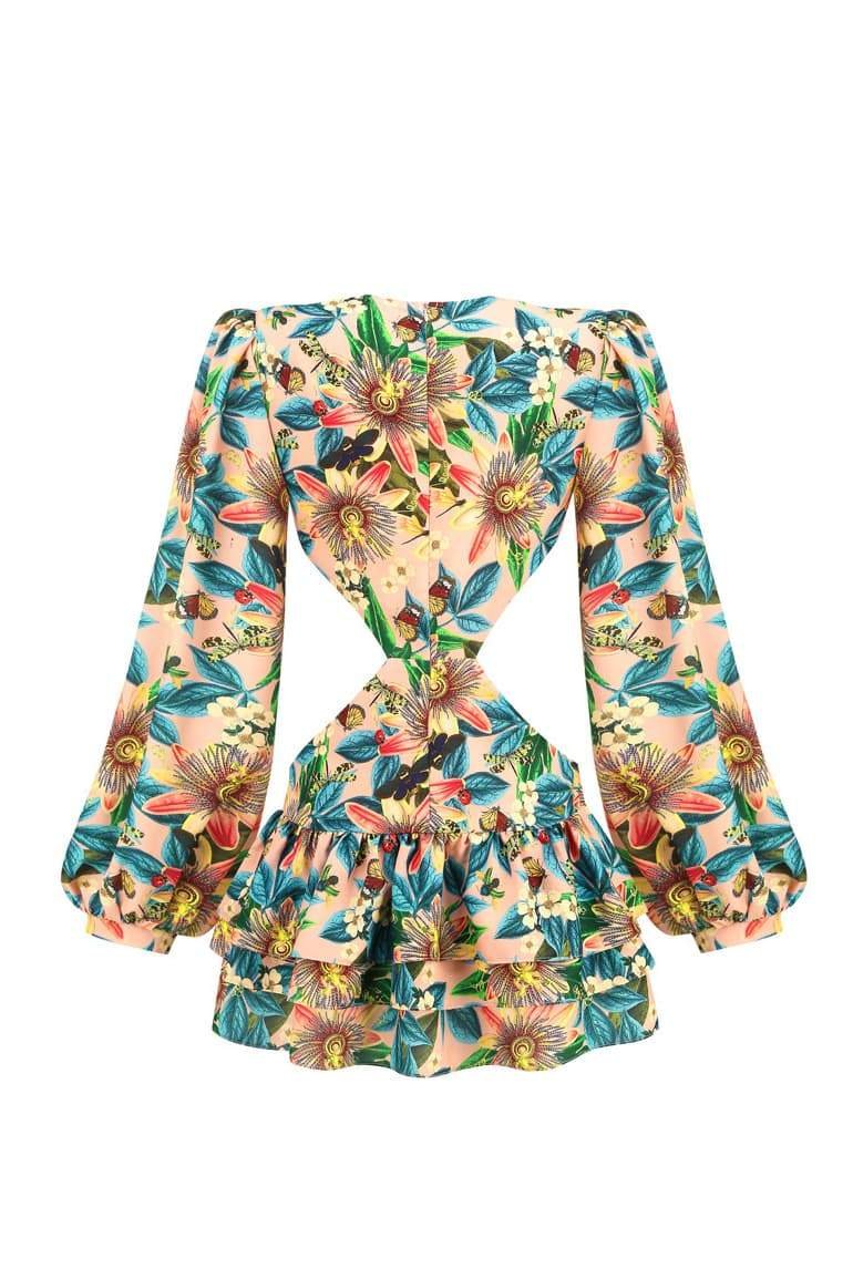 Edana Dekolteli Katmanlı Mini Elbise