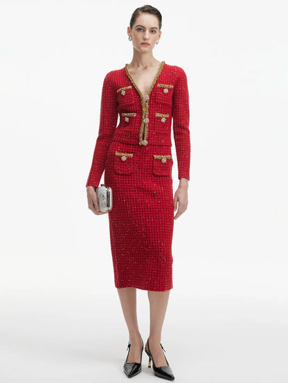 Lüks Tüvit Ceket Ve Etek Takımı