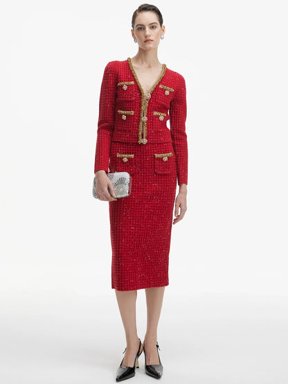 Lüks Tüvit Ceket Ve Etek Takımı