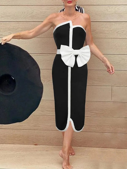 Şık Kontrast Fiyonklu Mayo İki Parça Takım