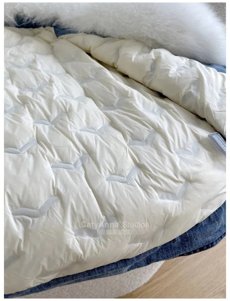 Kadın Suni Kürk İnce Denim Ceket