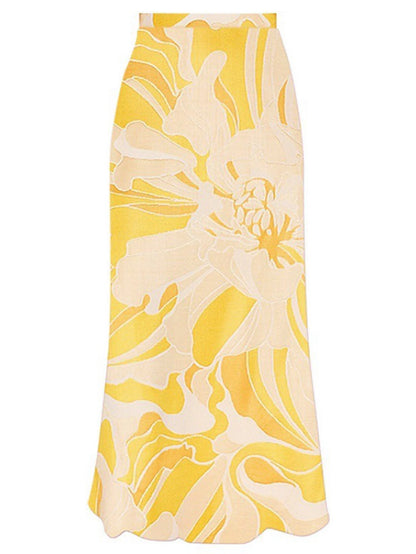 Çiçek Tek Renk Tek Parça Mayo Ve Etek Takımı