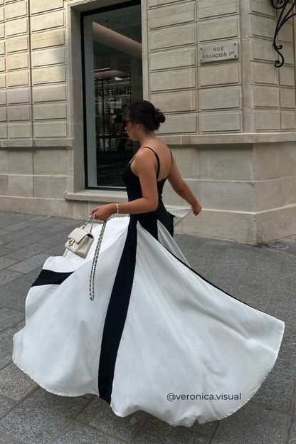 Griselda Renk Bloklu Uzun Slip Elbise