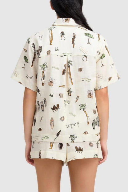 Baskılı Gündelik Bol Şort İki Parçalı Takım