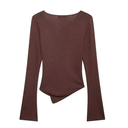 Traf - Asimetrik Plise Slim Kazak