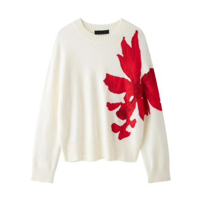 Fiora -Yuvarlak Yaka Jakarlı Kazak